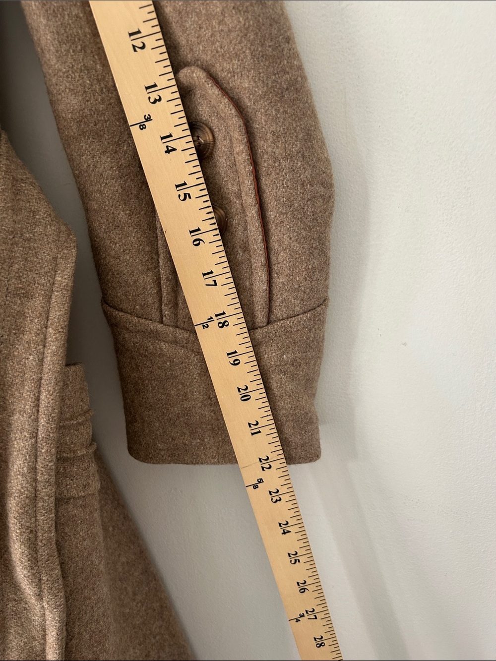 Vintage Wool Trench Coat Long Fit & Flare Belted Button Detail & Detachable Hood - Picture 16 of 16